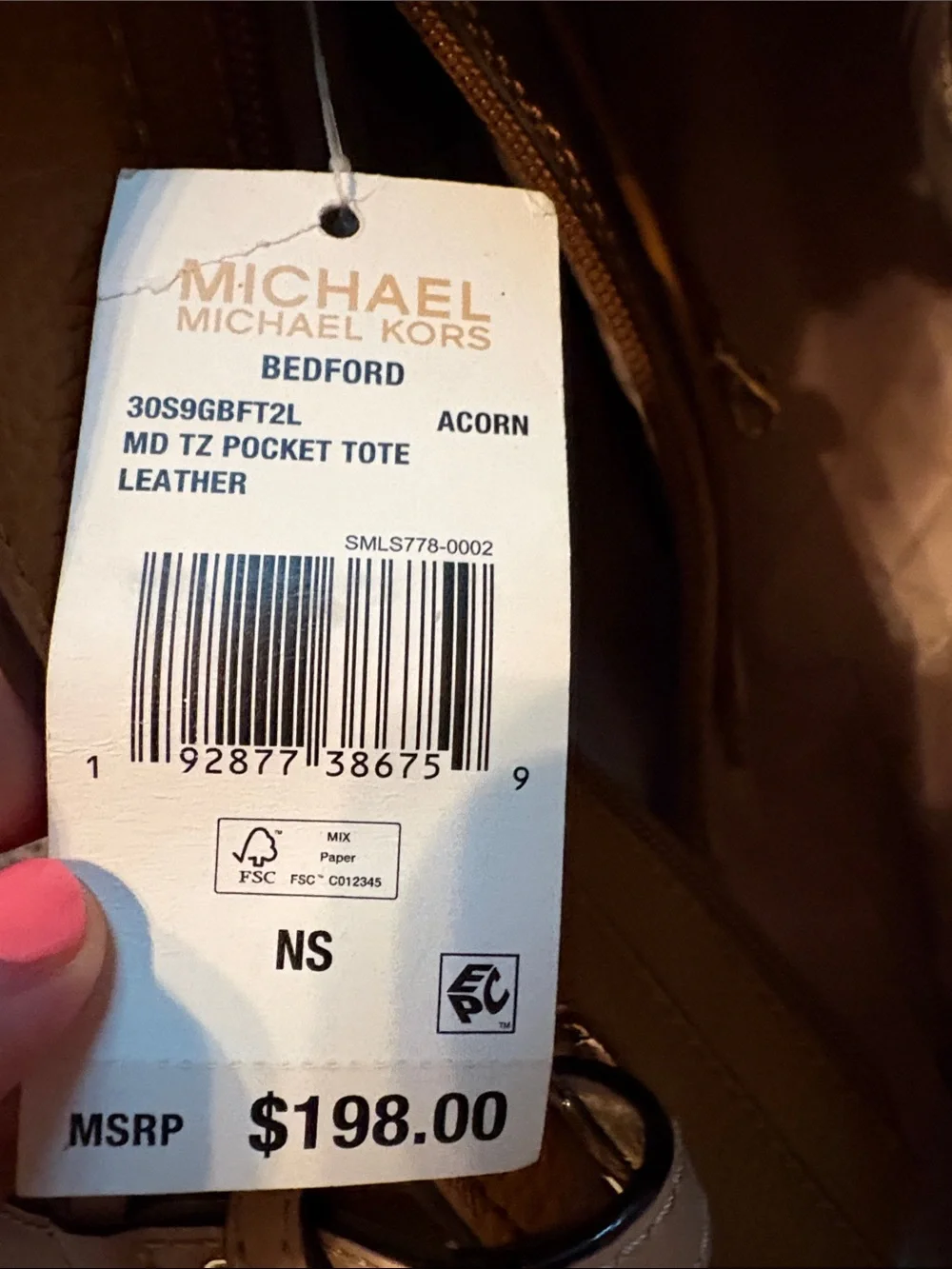 Michael Kors Tan Leather Tote with Cream Straps